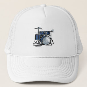 Drum Kit Sketch Music Trucker Hat
