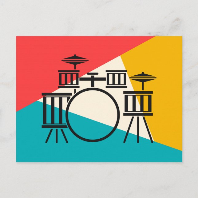 Drum Kit Tri-Colour - Turquoise Coral Gold Postcard (Front)
