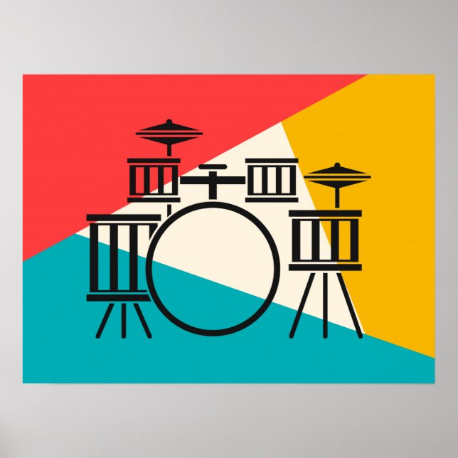 Drum Kit Tri-Colour - Turquoise Coral Gold Poster (Front)