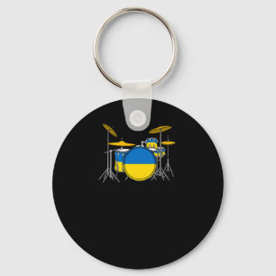 Drum Kit Ukrainian Flag Drummer Musician Sticker  Keychain