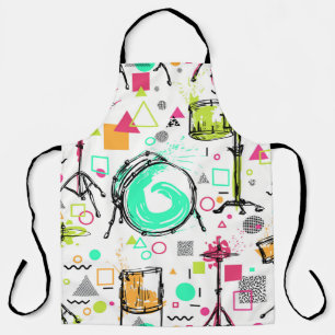 Drum Kit: Watercolor Memphis Retro. Apron