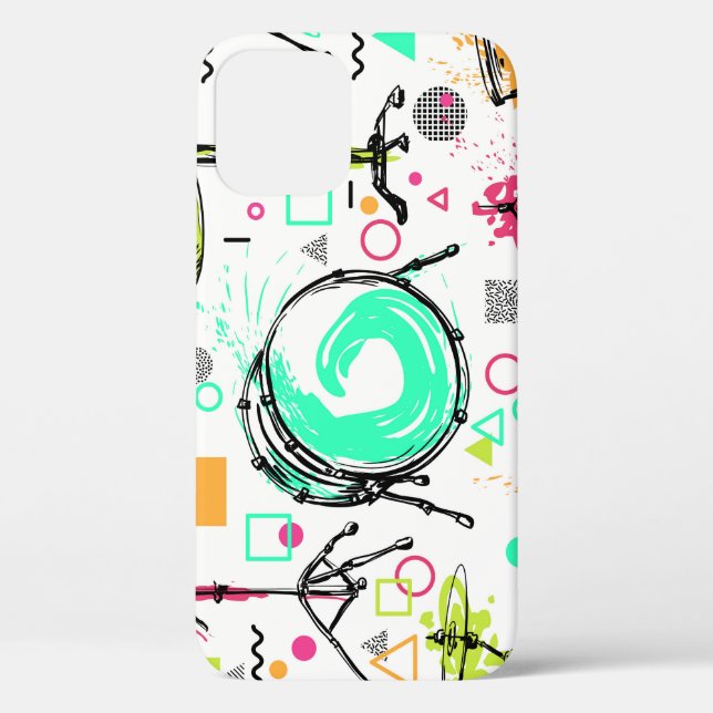 Drum Kit: Watercolor Memphis Retro. Case-Mate iPhone Case (Back)