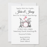 Drum Kit Wedding Invitation Drummer Musicians