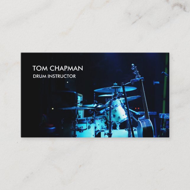Drum Lessons Music Instructor Business Card (Front)