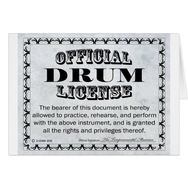 Drum License (Front Horizontal)
