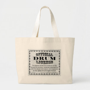 Drum License Large Tote Bag