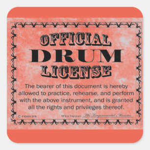 Drum License Square Sticker