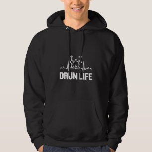 Drum Life Heartbeat Pulse Drumming Drums Musical B Hoodie