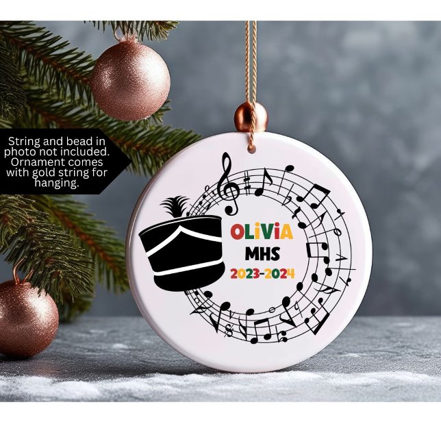 Drum Major Marching Band Christmas Ornament (Christmas ornament for marching band member customized with name, school and year)
