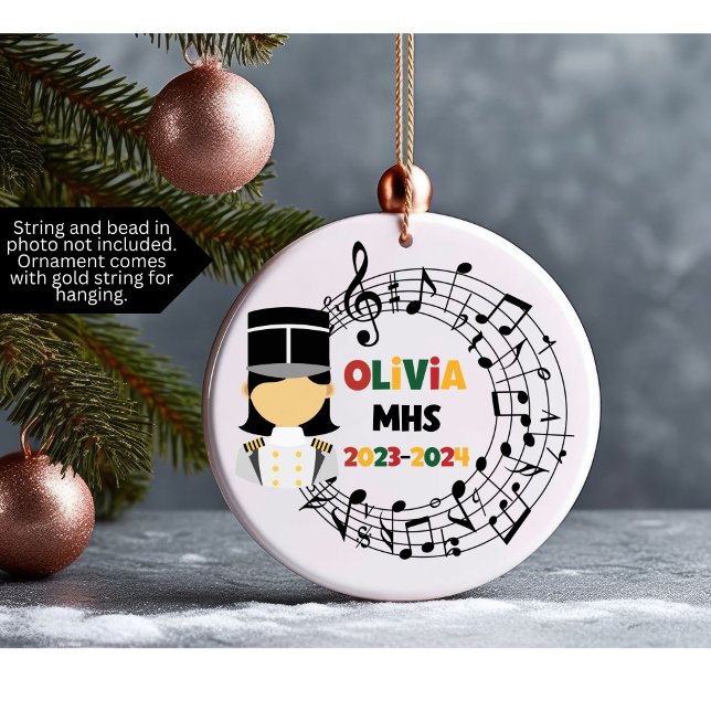 Drum Major Marching Band Christmas Ornament (Christmas ornament for a marching band member customized with name, school and year)