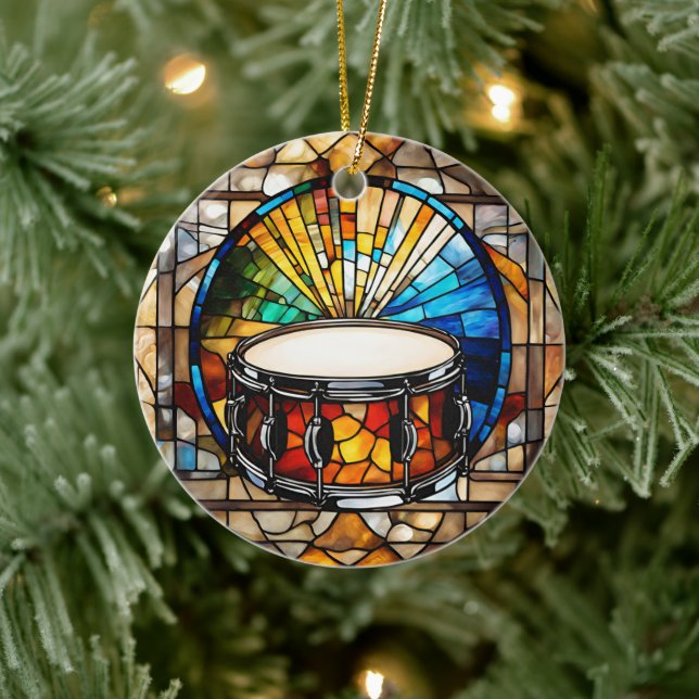 Drum Music  Ceramic Ornament (Tree)