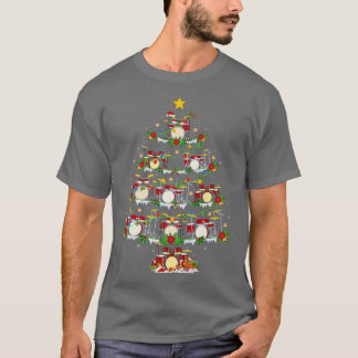 Drum Music Lover Xmas Lighting Drum Christmas Tree T-Shirt