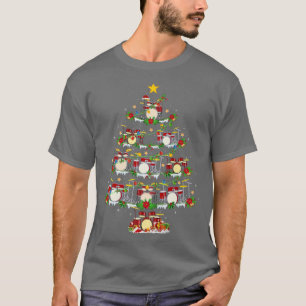 Drum Music Lover Xmas Lighting Drum Christmas Tree T-Shirt