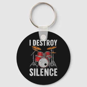 Drum Percussionist Drummers I Destroy Silence Drum Keychain