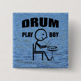 Drum Play Boy 2 Inch Square Button