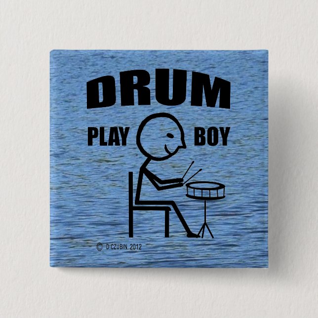 Drum Play Boy 2 Inch Square Button (Front)