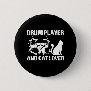 Drum Player And Cat Lover Drumming Musician Drums 2 Inch Round Button