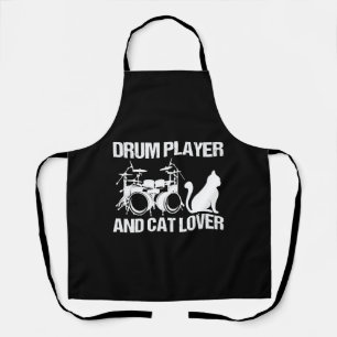 Drum Player And Cat Lover Drumming Musician Drums Apron