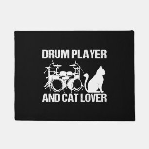 Drum Player And Cat Lover Drumming Musician Drums Doormat