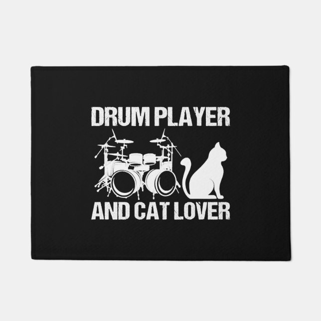 Drum Player And Cat Lover Drumming Musician Drums Doormat (Front)