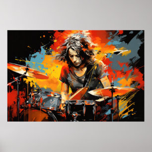 Drum Player Music Painting Abstract Art Decor