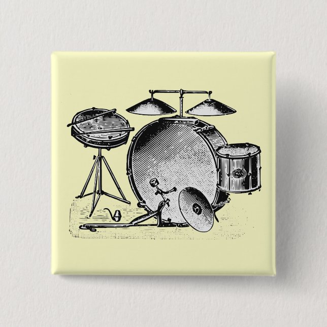 Drum Set 2 Inch Square Button (Front)