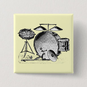 Drum Set 2 Inch Square Button