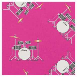 Drum Set Band Music Musician Room Decor Pink Fabric