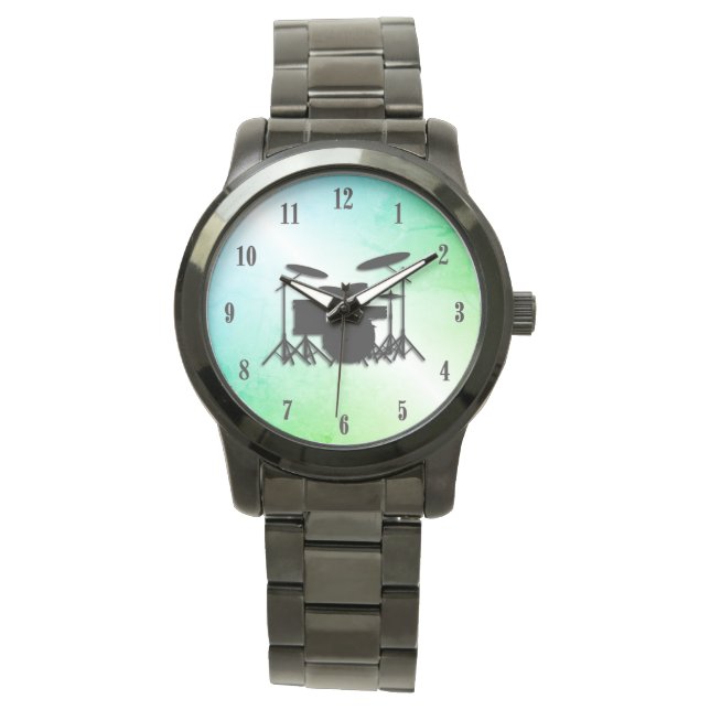 Drum Set Black Numbers Wristwatch (Front)
