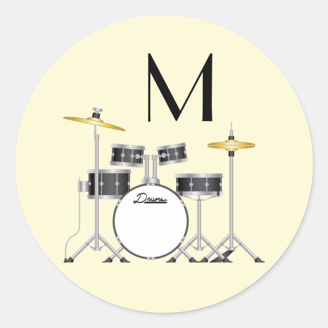 Drum Set Drummer Band Teacher Musician Classic Round Sticker (Front)