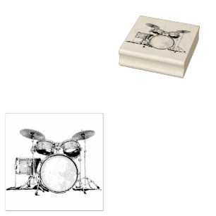 Drum Set Drummer Rubber Stamp