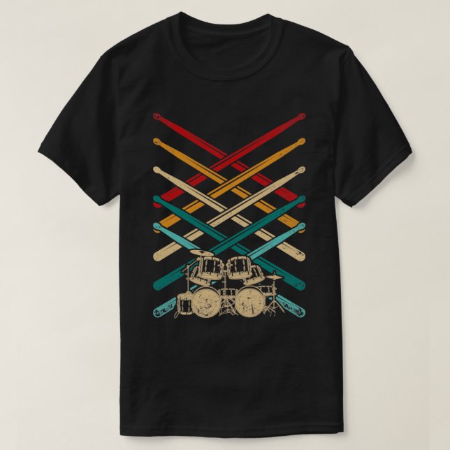 Drum Set Drumsticks Percussion Drums T-Shirt (Design Front)
