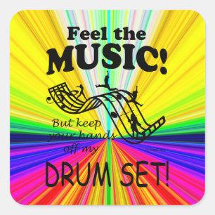Drum Set Feel The Music Square Sticker