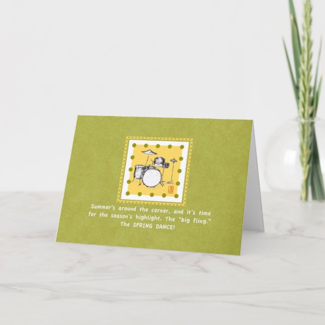 Drum Set Happy Spring Dance Greeting Card (Front)