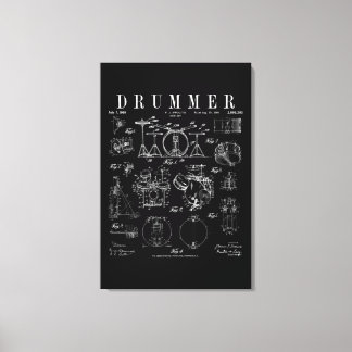 Drum Set Kit Vintage Patent Drummer Drawing Print