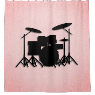 Drum Set Music Design Pink Shower Curtain