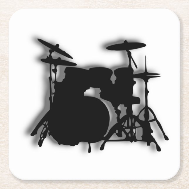 Drum Set Music Design Square Paper Coaster (Front)