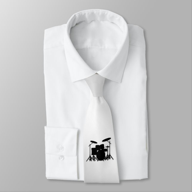Drum Set Music Design Tie (Tied)