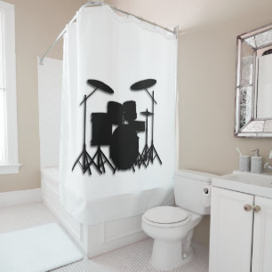 Drum Set Music Design White Shower Curtain