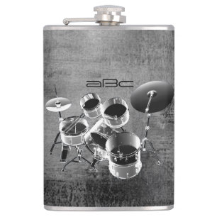 Drum Set / Personalized Gift for Drummers Hip Flask