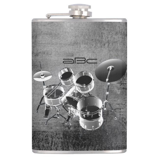 Drum Set / Personalized Gift for Drummers Hip Flask (Front)