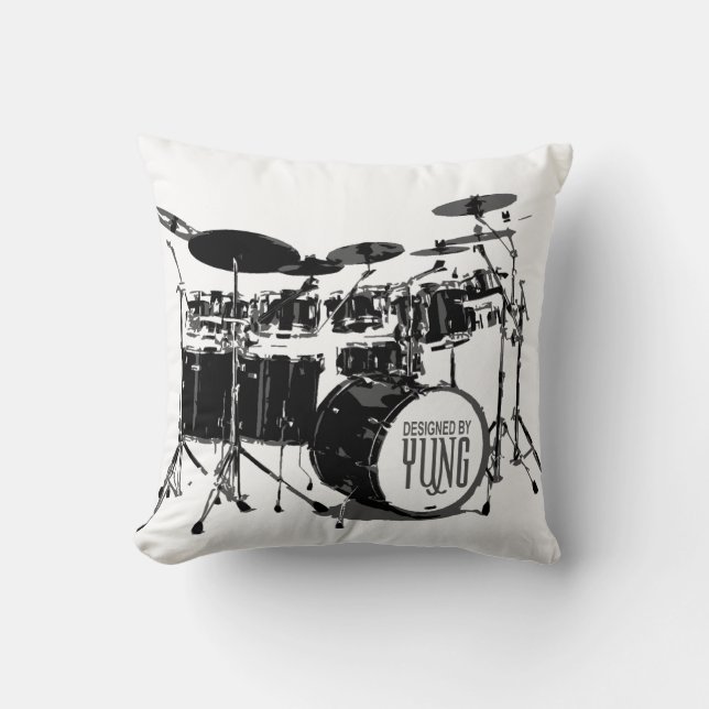 Drum Set Throw Pillow (Front)