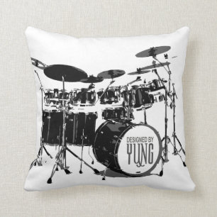 Drum Set Throw Pillow