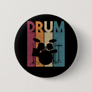 Drum Set Vintage Rock Music Retro Drummer 2 Inch Round Button