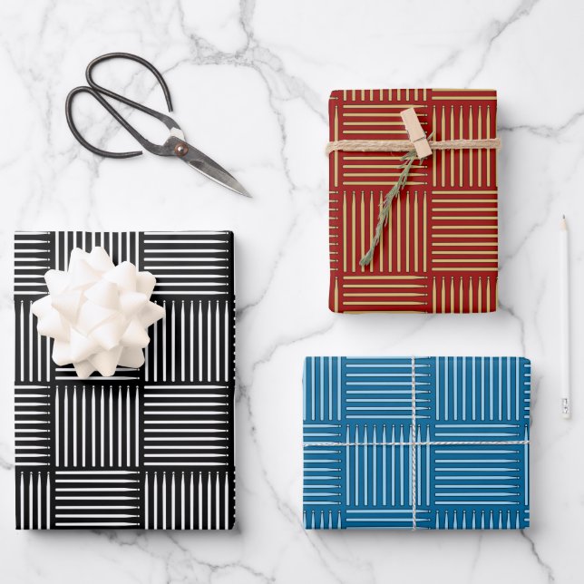 Drum Stick Crosshatch  Wrapping Paper Sheet (Front)