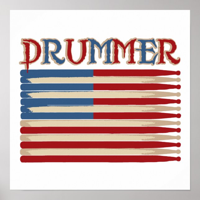 Drum Stick USA Flag Drummer Tees and Gifts Poster (Front)