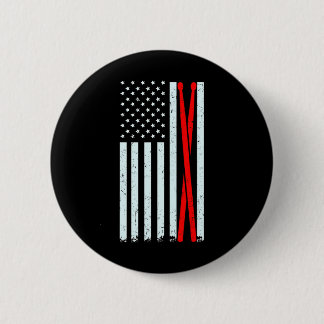 Drum Sticks with Vintage American Flag for 2 Inch Round Button