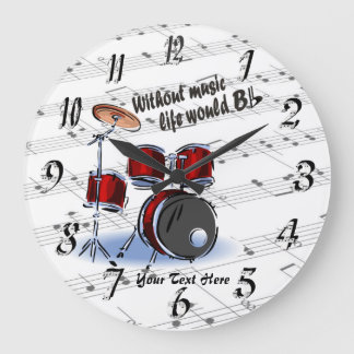 Drum - Without Music Life Would B Flat Wall Clock