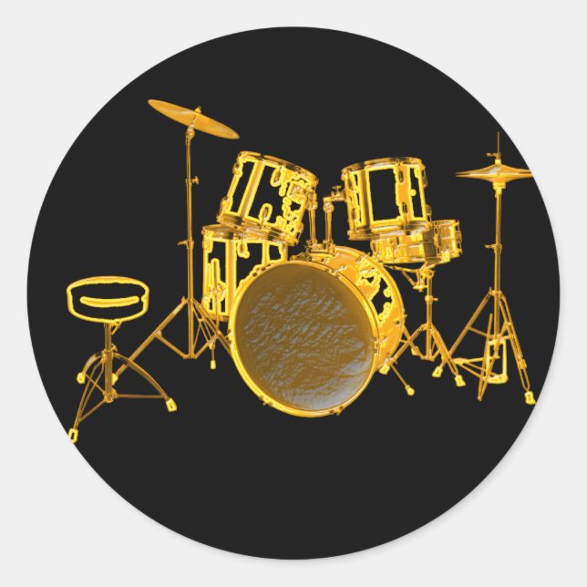 Drumkit - Yellow Classic Round Sticker (Front)