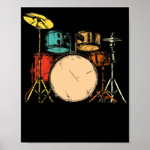 Drumline Drumset Vintage Drummer Poster